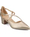 Journee Collection Galvinn Womens Pointed Flat Heel Pumps In Champagne