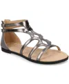 Journee Collection Women's Genneva Zipper Flat Sandals In Pewter