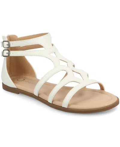 Journee Collection Women's Genneva Zipper Flat Sandals In White