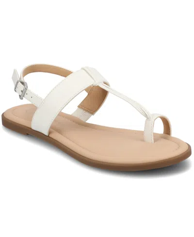 Journee Collection Women's Gerra T Strap Toe Ring Flat Sandals In White