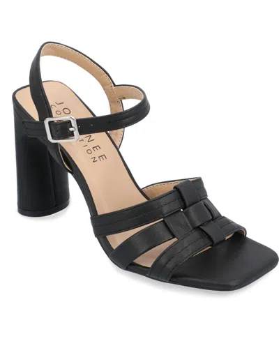 Journee Collection Gibssen Block Heel Sandal In Black