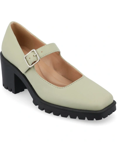 Journee Collection Women's Gladys Lug Sole Mary Jane Pumps In Green