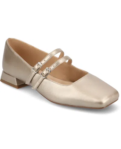 Journee Collection Women's Gredah Square Toe Double Strap Mary Jane Flats In Champagne