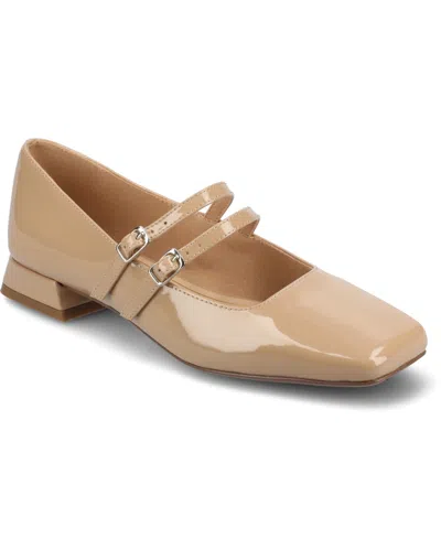 Journee Collection Women's Gredah Square Toe Double Strap Mary Jane Flats In Nude Patent