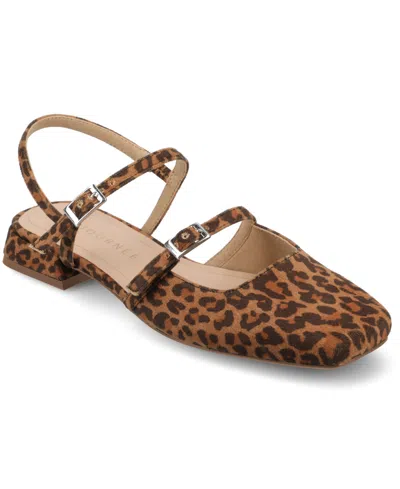 Journee Collection Women's Gretchenn Multi Strap Mary Jane Flats In Animal Print