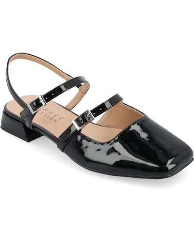 Journee Collection Women's Gretchenn Multi Strap Square Toe Mary Jane Flats In Black