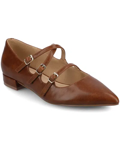 Journee Collection Women's Gretel Pointed Toe Flats In Brown