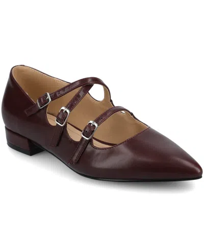 Journee Collection Women's Gretel Pointed Toe Flats In Burgundy