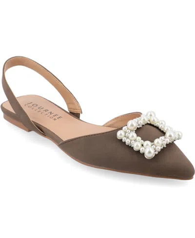 JOURNEE COLLECTION WOMEN'S HANNAE EMBELLISHED SLINGBACK FLATS
