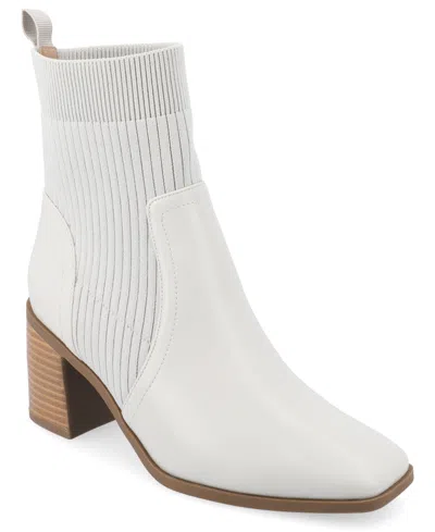 Journee Collection Women's Harlowe Chelsea Knit Block Heel Booties In Stone