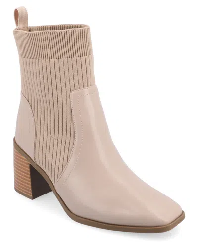 JOURNEE COLLECTION WOMEN'S HARLOWE CHELSEA KNIT BLOCK HEEL BOOTIES