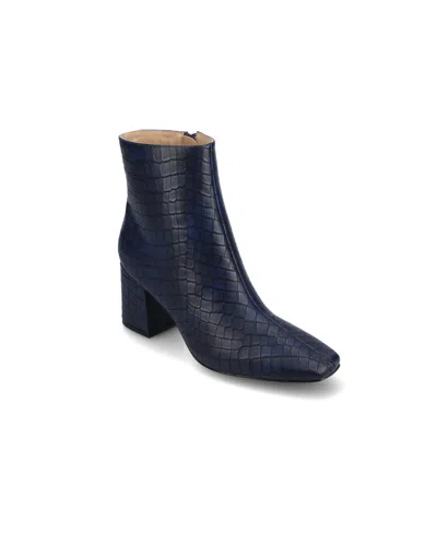 Journee Collection Women's Haylinn Block Heel Dress Booties In Blue