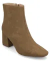 Journee Collection Women's Haylinn Block Heel Dress Booties In Brown