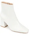 Journee Collection Haylinn Womens Zipper Square Toe Booties In White Patent