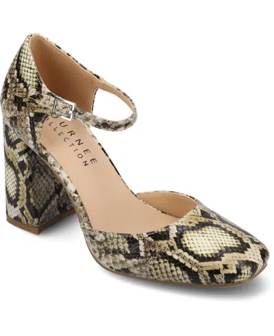 JOURNEE COLLECTION WOMEN'S HESSTER BLOCK HEEL ANKLE STRAP PUMPS