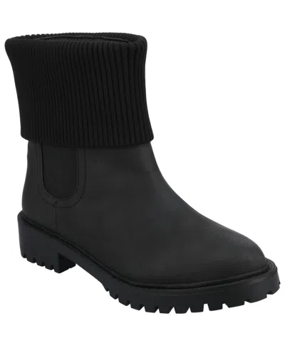 Journee Collection Isabeau Knit Collar Chelsea Boot In Black