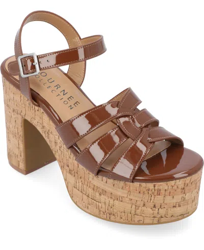 Journee Collection Women's Jania Platform Sandals In Brown