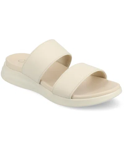 Journee Collection Women's Janis Double Band Comfort Wedge Sandals In Bone