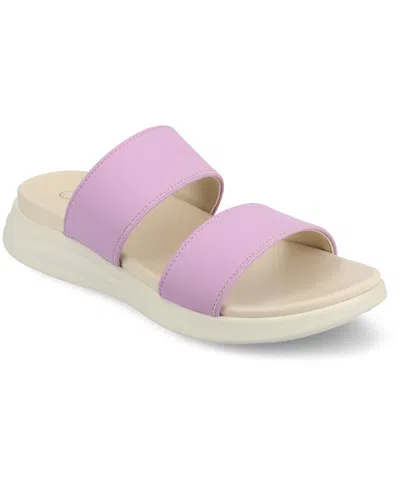 Journee Collection Women's Janis Double Band Comfort Wedge Sandals In Lilac