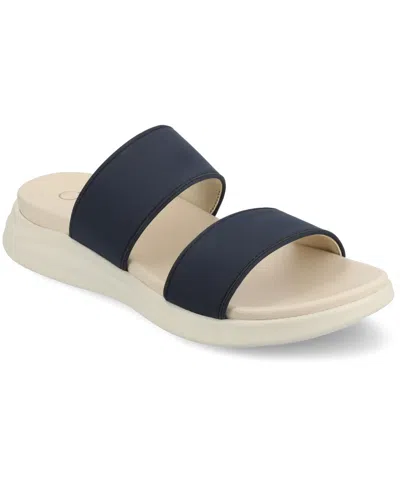 Journee Collection Women's Janis Double Band Comfort Wedge Sandals In Black