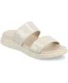 Journee Collection Women's Janis Double Band Comfort Wedge Sandals In Patent,bone