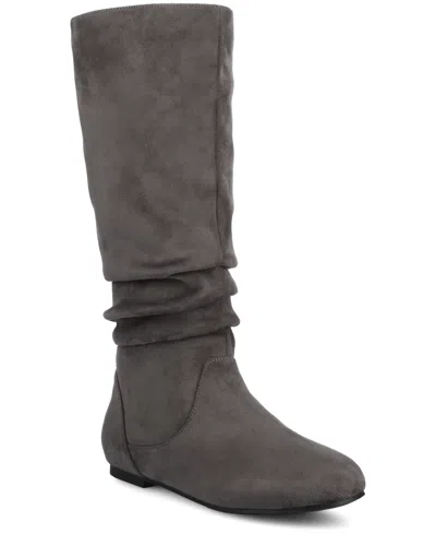 Journee Collection Women's Jayne Extra Wide Calf Slouchy Knee High Boots In Gray