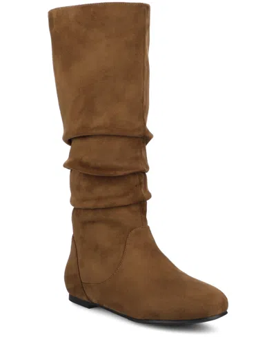 Journee Collection Women's Jayne Round Toe Riding Boots In Brown
