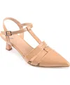 Journee Collection Women's Jazlynn T Strap Kitten Heel Dress Pumps In Tan Patent