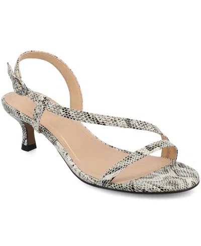 JOURNEE COLLECTION WOMEN'S JEMRY ASYMMETRICAL STRAP KITTEN HEEL STRAP DRESS SANDALS
