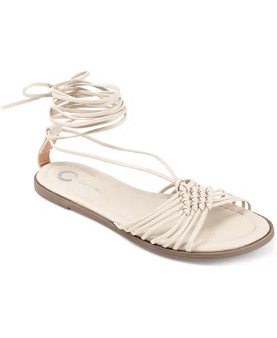 Journee Collection Women's Jess Tie-up Sandals Women's Shoes In Ivory/cream