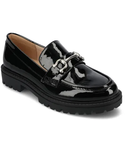 Journee Collection Women's Jessamey Lug Sole Round Toe Loafers In Patent,black
