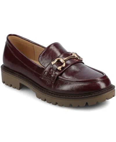 Journee Collection Women's Jessamey Slip On Loafers In Burgundy