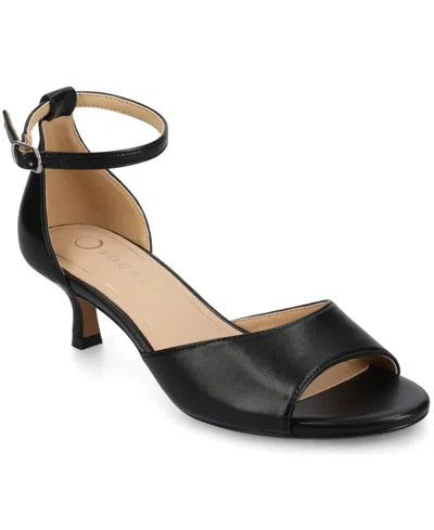Journee Collection Women's Jezzie Peep Toe Kitten Heel Dress Sandals In Black