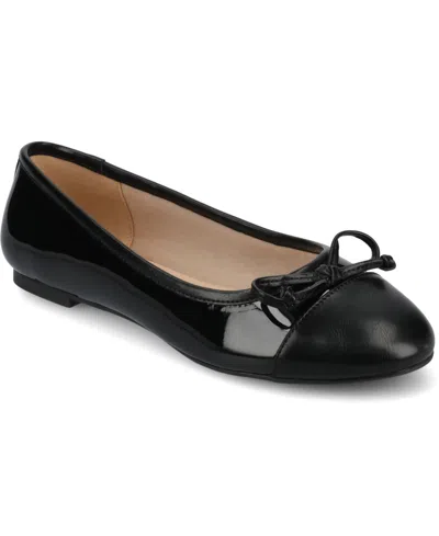 Journee Collection Women's Kaiah Cap Toe Ballet Flats In Black