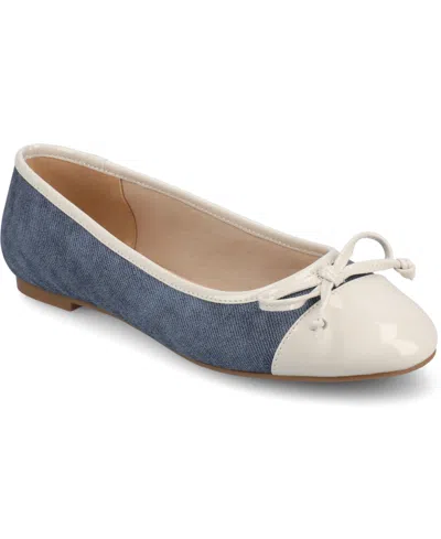Journee Collection Women's Kaiah Cap Toe Ballet Flats In Blue