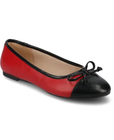Journee Collection Women's Kaiah Cap Toe Ballet Flats In Red