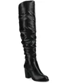 Journee Collection Women's Kaison Stacked Heel Over The Knee Boots In Black