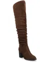 Journee Collection Women's Kaison Wide Calf Stacked Heel Over The Knee Boots In Brown