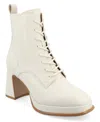 Journee Collection Women's Kalindi Block Heel Combat Booties In Bone