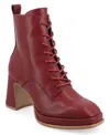 Journee Collection Women's Kalindi Block Heel Combat Booties In Red