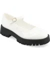 Journee Collection Kamie Mary Jane Platform Flat In Patent,white