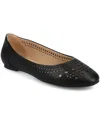 Journee Collection Women's Kamrah Perforated Ballet Flats In Black