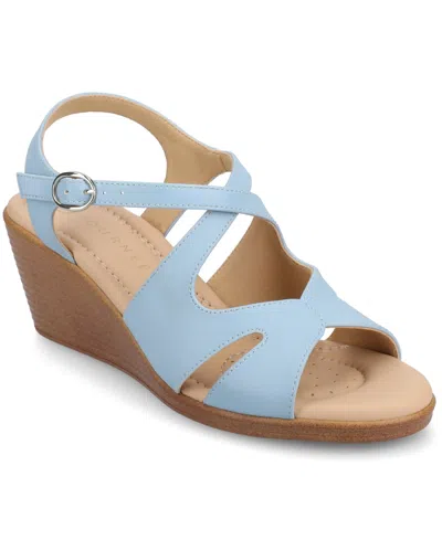 Journee Collection Women's Kedzie2 Strappy Wedge Sandals In Blue