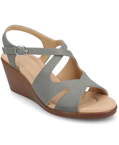Journee Collection Women's Kedzie2 Strappy Wedge Sandals In Gray