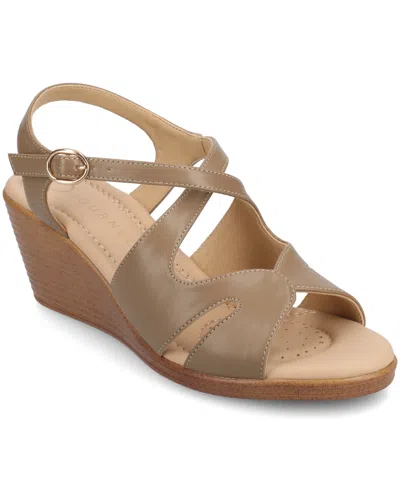 Journee Collection Women's Kedzie2 Strappy Wedge Sandals In Taupe