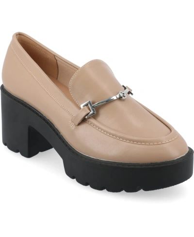 Journee Collection Women's Kezziah Platform Lug Loafer In Taupe