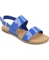 Journee Collection Lavine Slingback Flat Sandal In Blue Patent