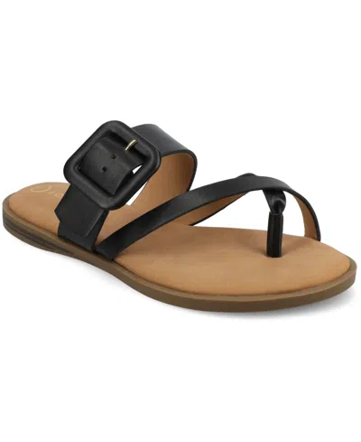 JOURNEE COLLECTION WOMEN'S LAYRA STRAPPY BUCKLE FLAT SANDALS