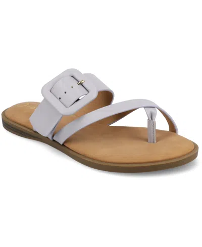 Journee Collection Women's Layra Strappy Buckle Flat Sandals In Lilac