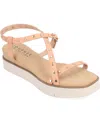 Journee Collection Lindsay Studded Tru Comfort Platform Sandal In Blush